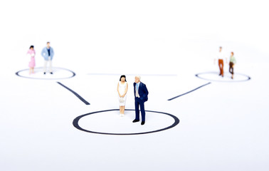 miniature people on team