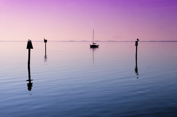 Anchored Sailboat on Tampa Bay, Florida