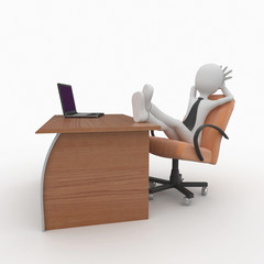 3d man boss at office
