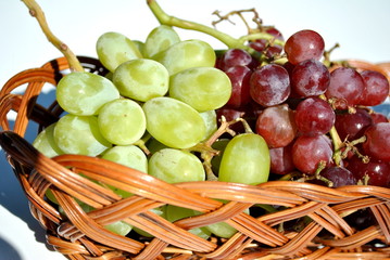 Basket of Red and Green Grapes
