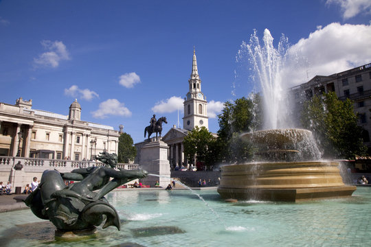 Trafalgar Square Fountains and St. Martin in the Fields Church