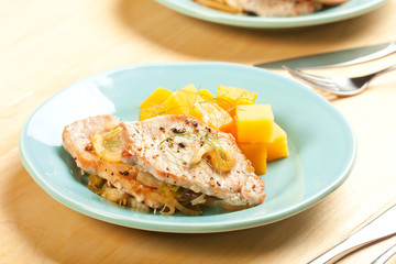 Pork chops with fall vegetables