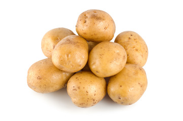 Potatoes on a white