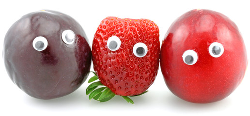 amis fruits, fond blanc