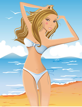 Young woman in bikini on the beach