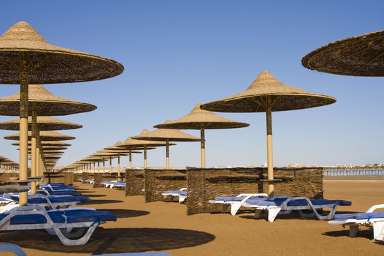 Umbrellas on the beach of Egypt