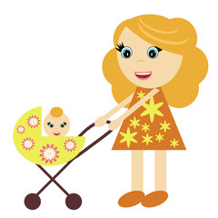 nice girl with perambulator