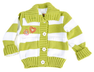 Obraz premium Baby sweater striped with green strip