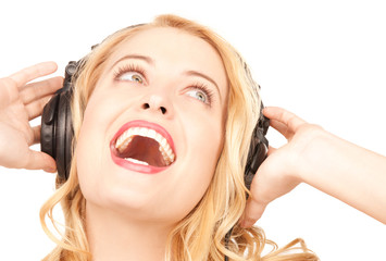 happy woman in headphones