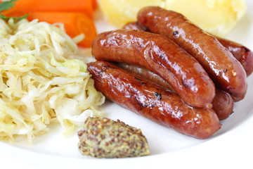 Sausage , Sauerkraut , Potato and Carrot