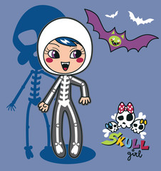Skull girl costume with vampires