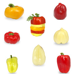Sweet peppers of different colors and shapes