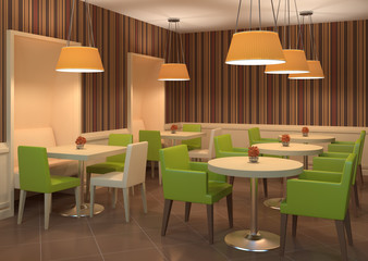 Modern colourful coffee house