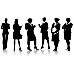 Young business woman silhouettes.Vector