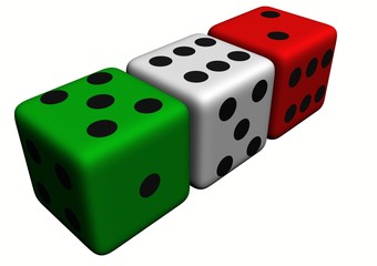 dadi da gioco tricolore