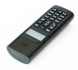 Obraz premium black telephone receiver with cord on white