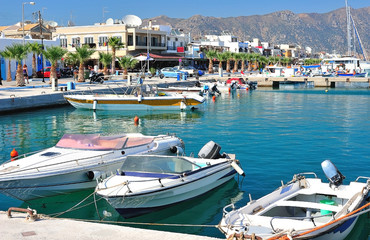 Beautiful harbor of a Greek town