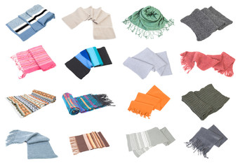 Scarfs collection set #2 (16 objects) | Isolated