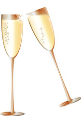 Two champagne glasses ideal Happy New Year, Merry Christmas, birthday, valentines celebration.