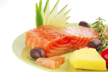 smoked salmon fillet and tomatoes