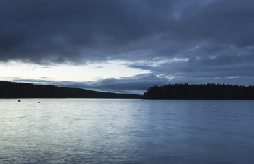 Twilight scene from a small lake.
