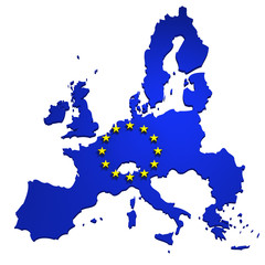 Map of European Union, isolated on white, 3d illustration