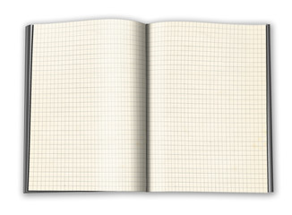 ilustracion 3d cuaderno cuadriculado en blanco