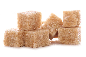 Pile of brown demerara sugar cubes