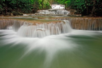 Huay Mae Khamin Waterfall First Level in Tropical of Thailand