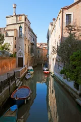 Fotobehang Small canal bridge buildings, Venice © wajan