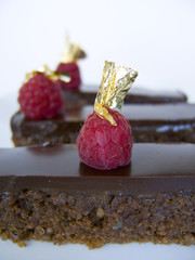 Chocolate Cake with Raspberries and Gold Leaves #2
