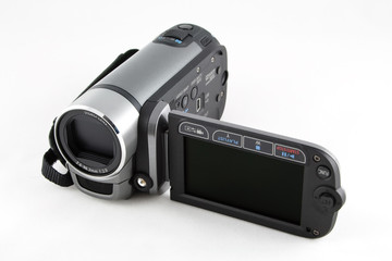 Digital video camera isolated on a white