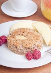 apple cake with raspberries