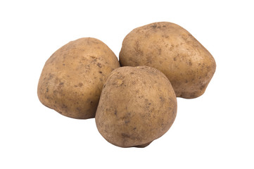 potatoes isolated on white background close up