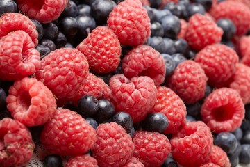 fresh blueberries and raspberries