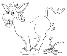 Esel, Goldesel, Märchen, Reich, Reichtum, Goldmünzen