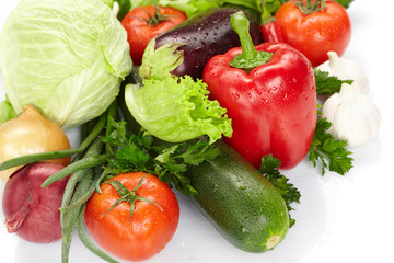 fresh vegetables on the white background