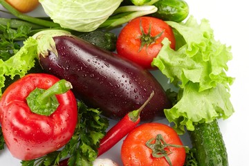 fresh vegetables on the white background