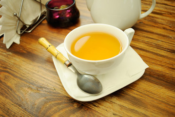 A cup of green tea.