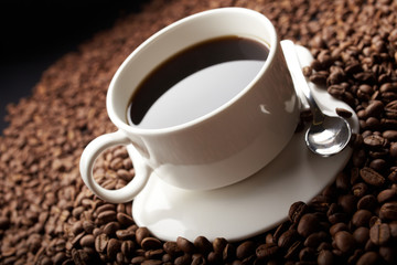 coffee beans with white cup