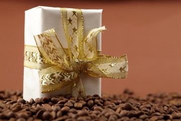 coffee beans and present