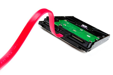 Serial ATA Cable connected to the harddisk