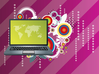 laptop on abstract background