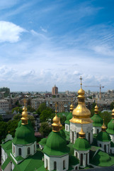 Fototapeta na wymiar Gold domes of Saint Sophia Cathedral in Kyiv