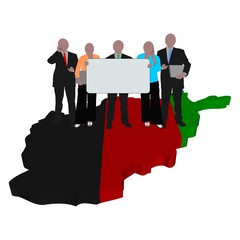 business team on Afghanistan map flag illustration