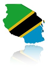 Tanzania map flag 3d render with reflection illustration