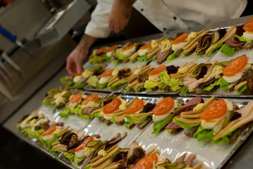 Chef preparing sandwiches
