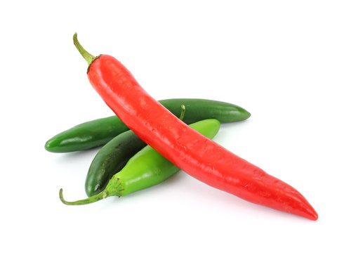 Green and red hot peppers