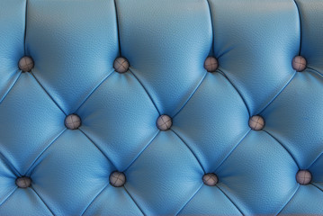 Closeup Detail From Blue Leather Sofa