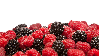 Composition of black and red raspberries